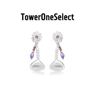 TowerOneSelect官方店GLYPHS 露露杯蘑菇耳坠小众紫色琉璃珠耳饰