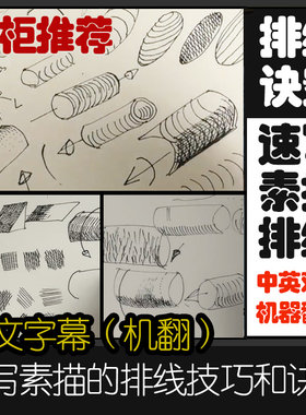 SKA1素描和速写中的排线要点和诀窍钢笔铅笔绘画基础视频教程素材