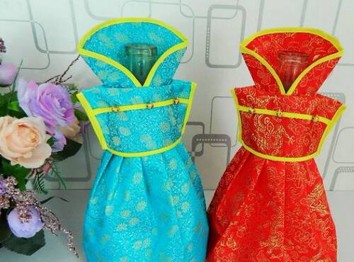 唐装旗袍酒瓶套 丝绸红酒套 男女服饰酒瓶套 中国风外事出国礼品
