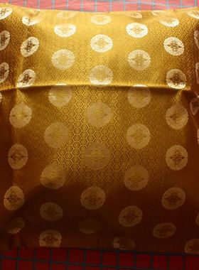 南京云锦研究所 吉祥云锦草绿色圆圈图案抱枕套/靠垫套（二个）