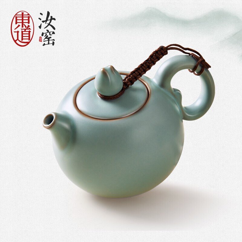 官方正品 东道汝窑茶壶单壶功夫茶具办公室汝窑茶壶 祈福平安壶