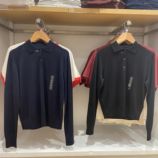 M478333女装25秋冬精纺美利奴羊毛POLO领针织衫套头毛衣可机洗