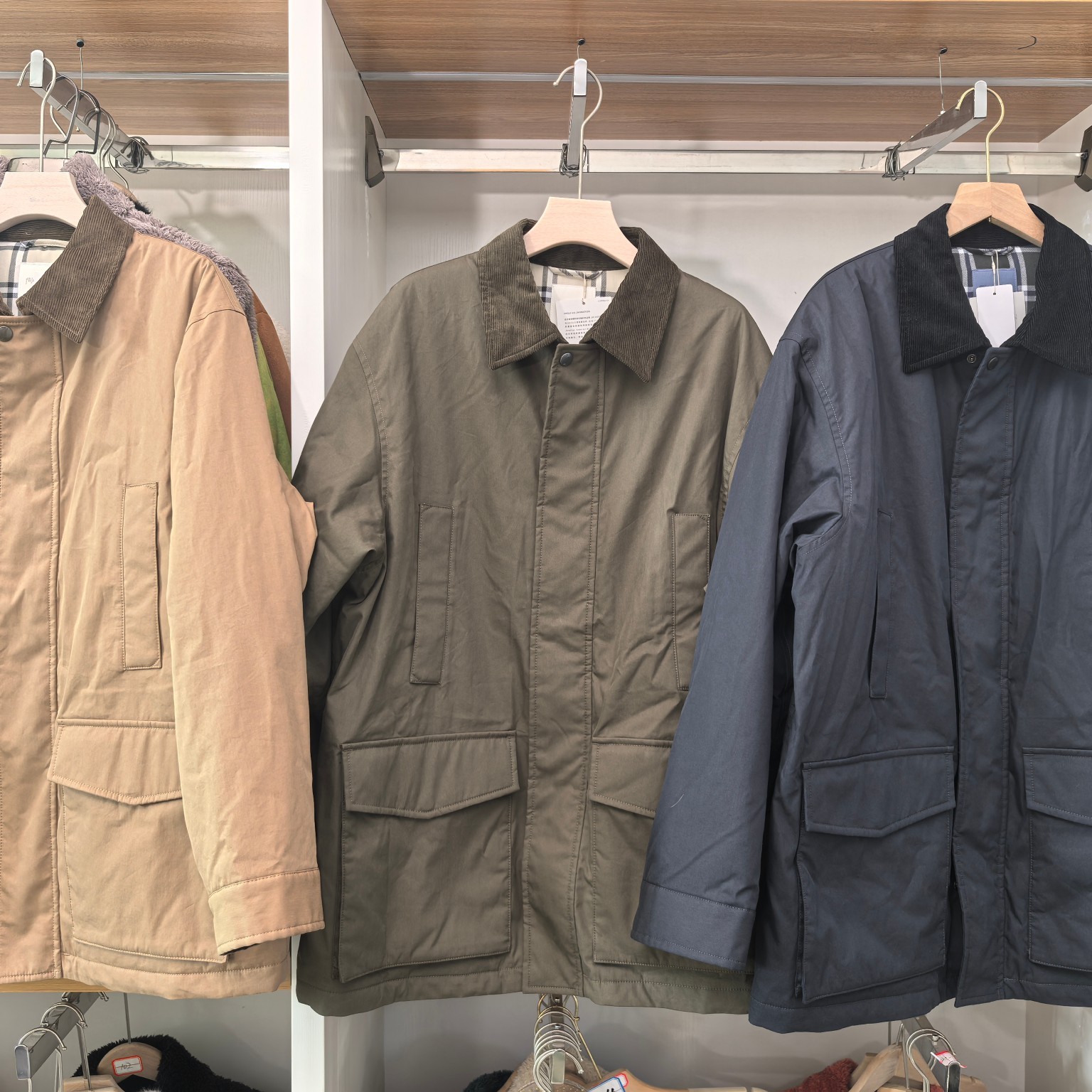 M481347男装空气棉服休闲茄克外套夹克风衣保暖棉衣翻领2025冬新