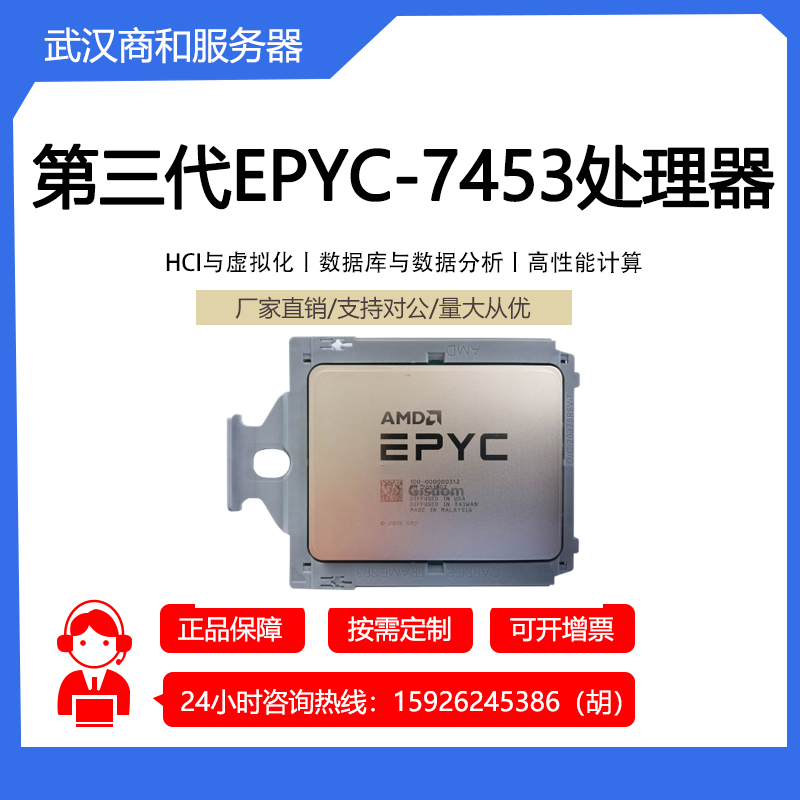 AMD EPYC7453服务器CPU28核56线程7763 75F3 7543 7513 7453 7443