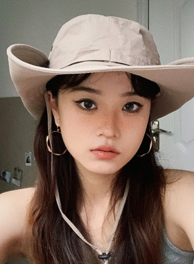 大帽檐防晒牛仔帽男女出游夏情侣