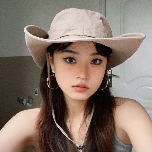 大帽檐防晒牛仔帽男女出游夏情侣