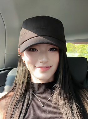 Partyme手工法式复古平顶帽子韩版四季透气薄款气质英伦鸭舌帽女