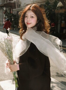 网红超仙气纯色围巾女士夏季丝巾披肩长款百搭流苏遮阳防晒纱巾