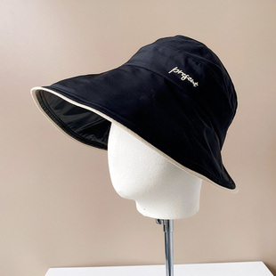 高品质方圆脸显瘦网红加大半空顶渔夫帽防紫外线黑胶遮阳防晒帽子