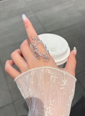 partyme手工蕾丝花环戒指女款甜美银色轻奢精致春夏小众设计指环