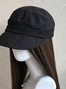 partyme手工褶皱复古简约百搭素颜松弛感马术帽显脸小遮阳鸭舌帽