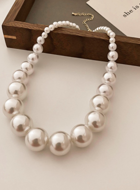 韩国东大门个性珍珠项链复古夸张设计感颈链锁骨链网红气质项饰女