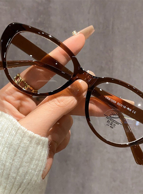 partyme手工猫眼茶色眼镜超轻平光韩系素颜神器眼睛潮流甜美可爱