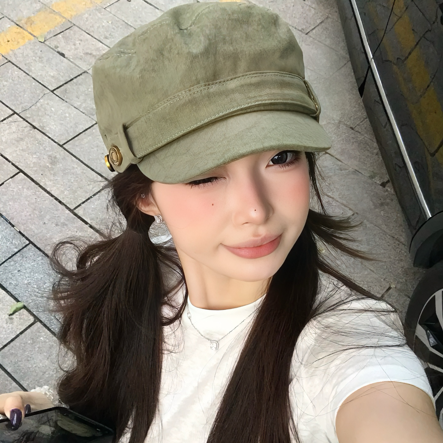 时髦复古平顶帽女春秋韩版个性百搭纯色马术帽显脸小鸭舌报童帽潮