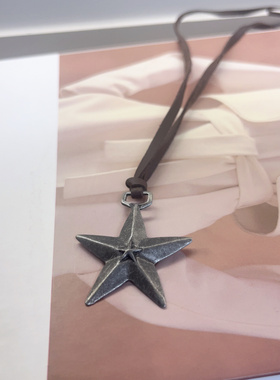 可调节个性星星吊坠朋克项链合金五角星长款项链毛衣链情侣男女