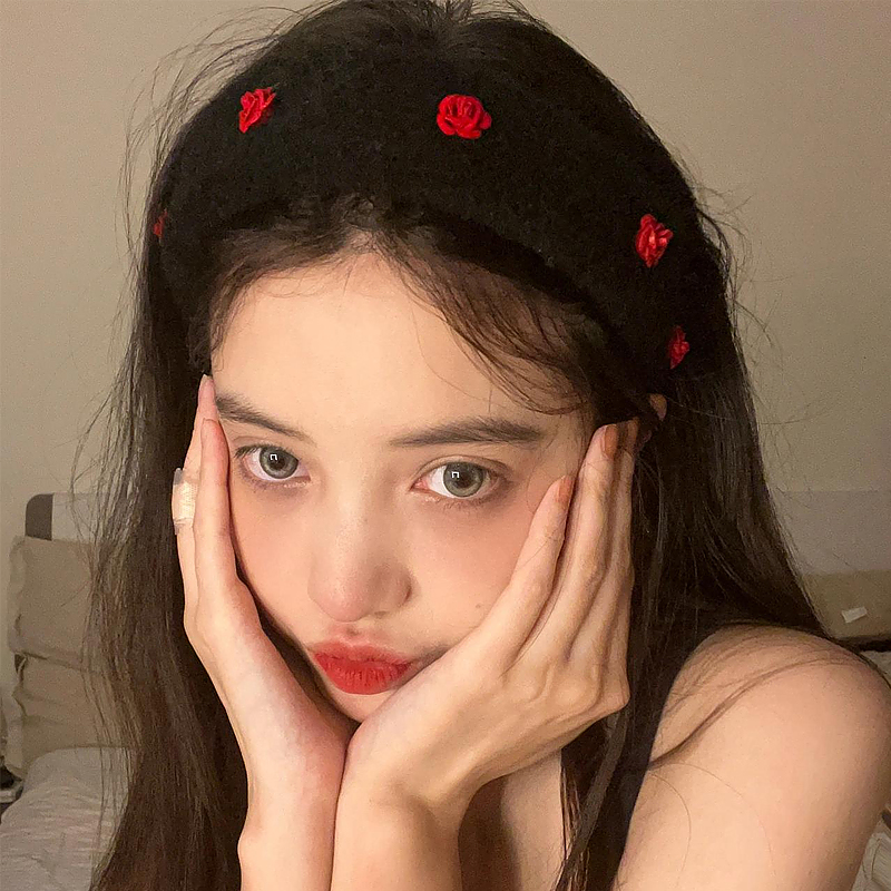 法式复古发箍毛绒立体花朵网红女