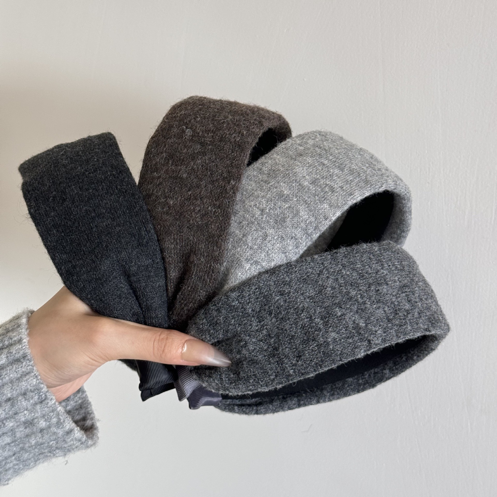 partyme手工秋冬纯色针织宽边发箍洋气遮白发外戴头箍发饰高颅顶