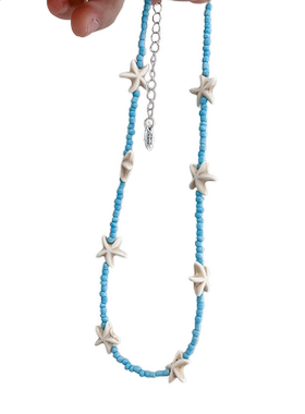 欧美个性百搭海星吊坠米珠串珠项链女波西米亚沙滩风短款锁骨颈链