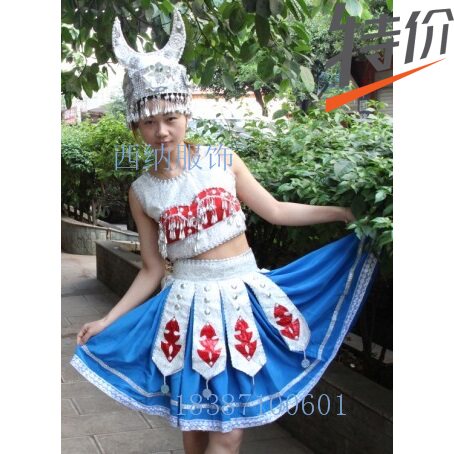 精品促销苗族短裙舞蹈演出  舞台表演民族服装舞  原版女装