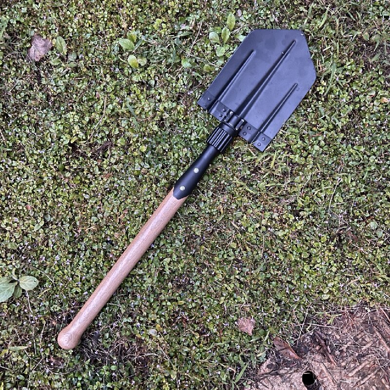 德国38工兵铲国产版木柄折叠铲户外露营探险车载开荒旅游工具铁锹