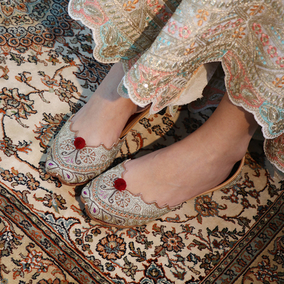 Mochi Aari金线刺绣系列合集I 百年非遗技艺金色刺绣印度鞋真皮鞋