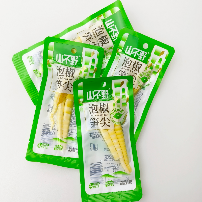 山不野四川宜宾泡椒笋尖28g小袋装休闲开袋即食笋尖小零食