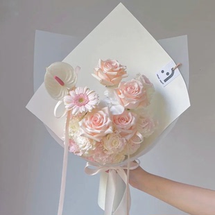加厚硬卡纸硬挺牛皮纸花束鲜花包装纸造型礼物白色花艺包花纸材料