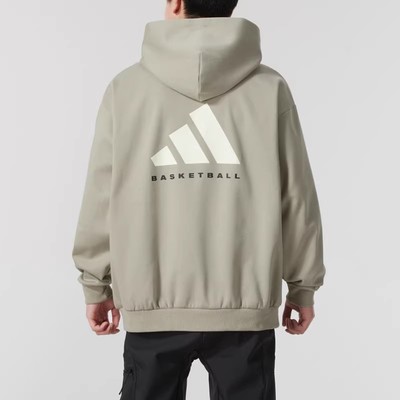 阿迪达斯专业运动男女情侣款抓绒篮球运动连帽卫衣套头衫JC7846