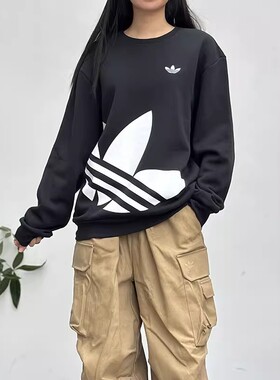 阿迪达斯卫衣男女同款三叶草男加绒Adidas秋季新款运动正品JL8383