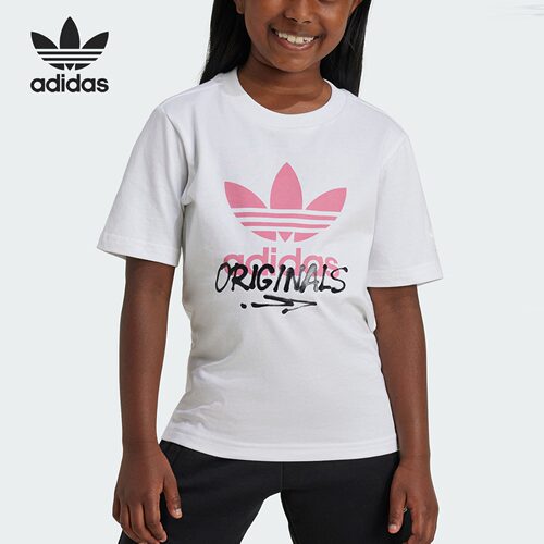 Adidas/阿迪达斯正品三叶草小童透气圆领休闲运动短袖IY5467