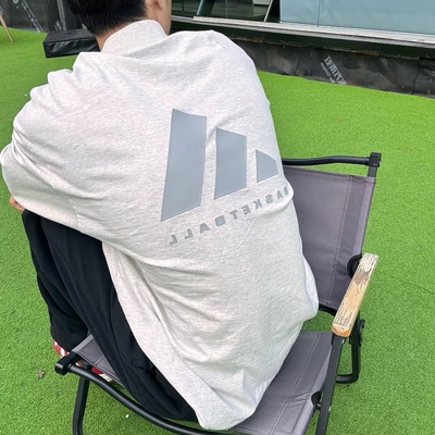 阿迪达斯basketball长袖T恤男女大童儿童纯棉休闲套头衫JI9635