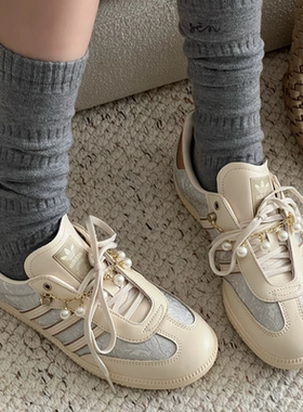 adidas阿迪达斯三叶草SAMBA宋雨琦同款珍珠复古休闲德训鞋JQ2616