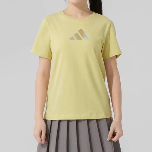 Adidas阿迪达斯女子短袖2026夏休闲大logo圆领针织运动T恤JM8802