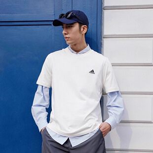 阿迪达斯短袖T恤男女同款Adidas夏季2026新款纯棉运动透气 IT4332