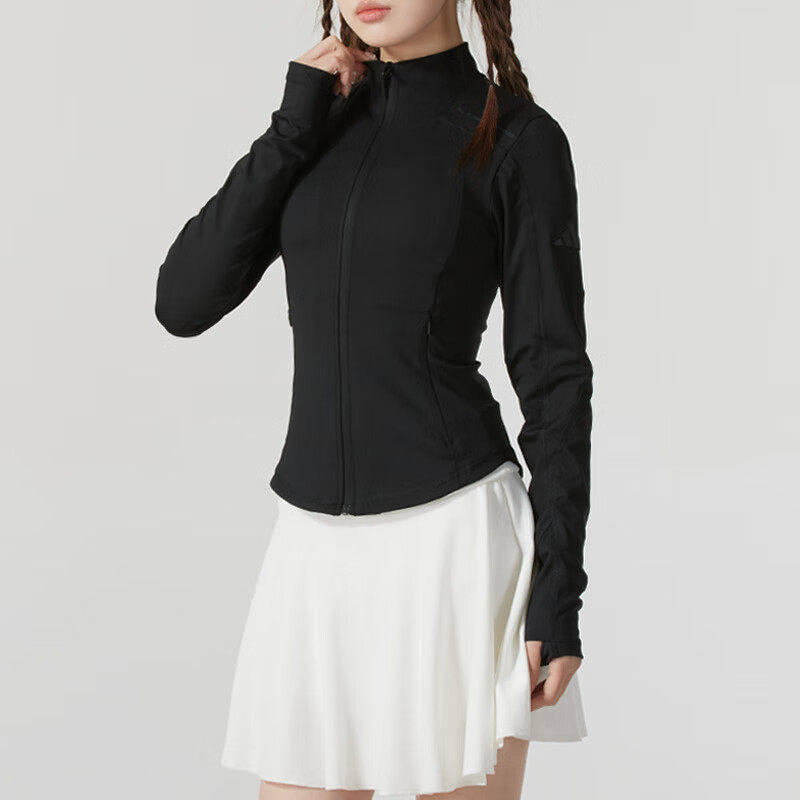 阿迪达斯女子外套2026新款健美跑步训练运动服修身收腰夹克JM8868