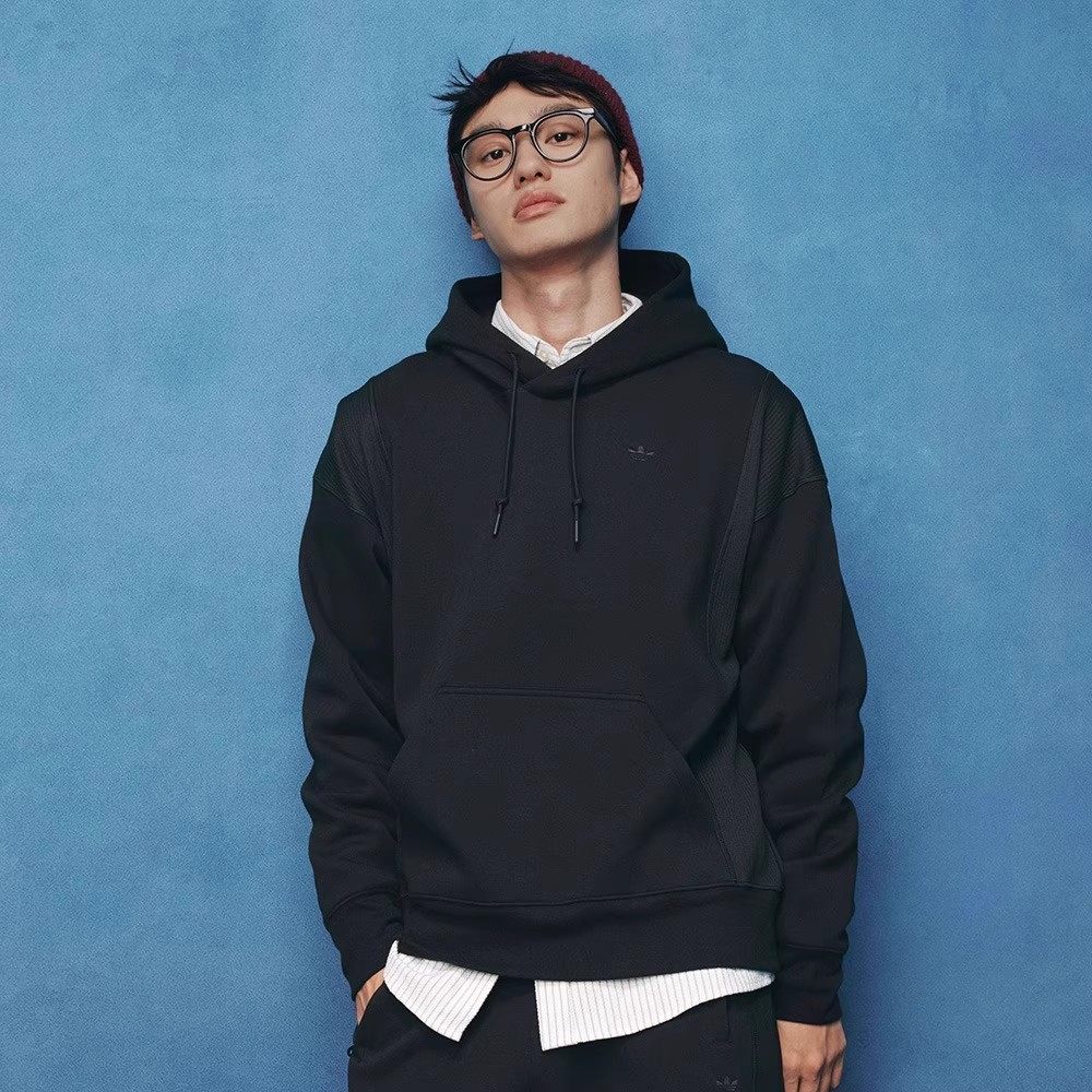 Adidas阿迪达斯卫衣男三叶草新款运动服休闲连帽针织套头衫IJ0706
