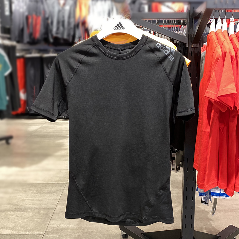 Adidas阿迪达斯速干T恤男短袖休闲运动紧身衣健身训练正品CF7235