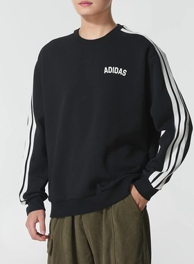 阿迪达斯男装2026春季新款运动休闲圆领卫衣套头衫KC2850 KC2849