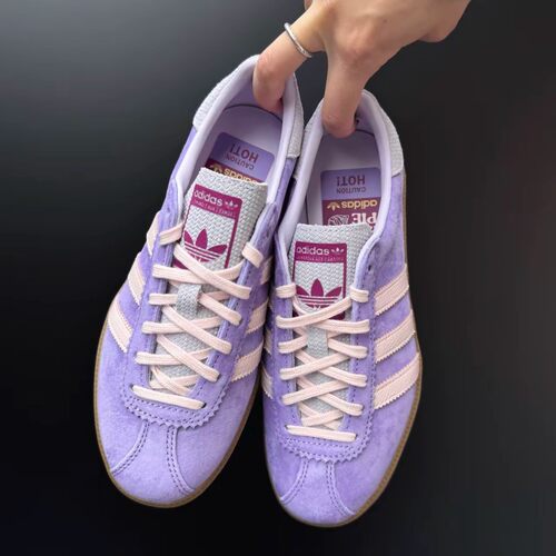 阿迪达斯Adidas BERMUDA 紫色 低帮复古防滑德训T头板鞋 JR7157