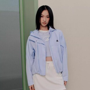Adidas阿迪达斯开衫外套女休闲百搭款连帽蓝色夹克运动上衣KV5969