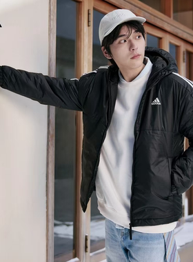 阿迪达斯棉服男装2026冬季新款连帽保暖户外运动服加厚外套KF6755
