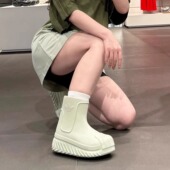 adidas阿迪达斯高筒雨鞋 男女三叶草高帮厚底贝壳头防水雨靴IE0387