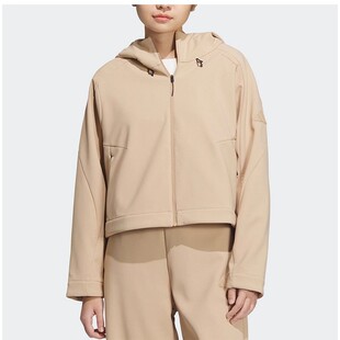 Adidas阿迪达斯女款外套2026新款防风加绒保暖宽松连帽夹克JM8859