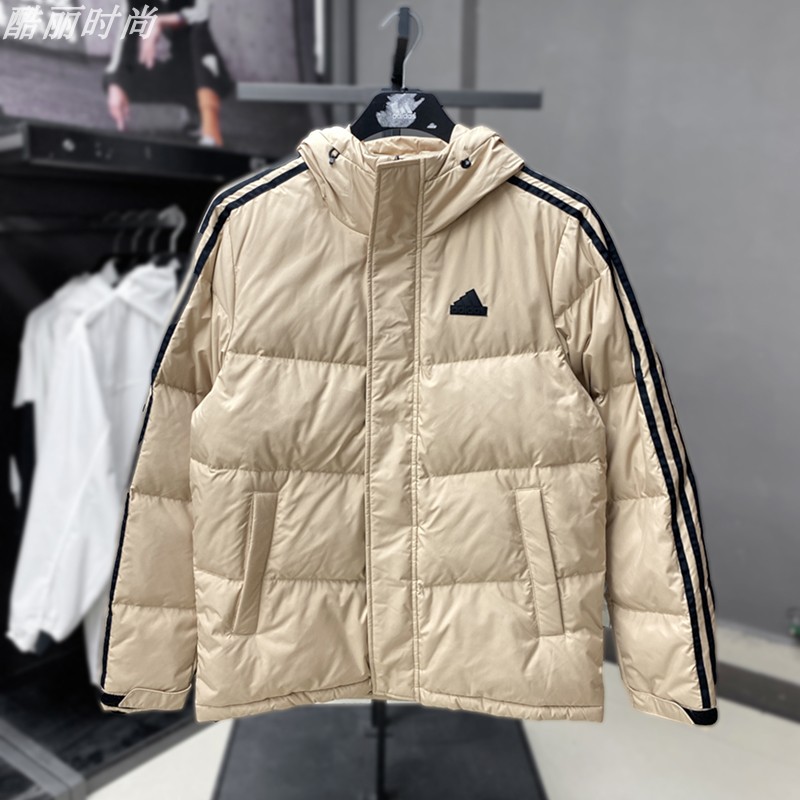 保暖羽绒服外套阿迪达斯连帽男士