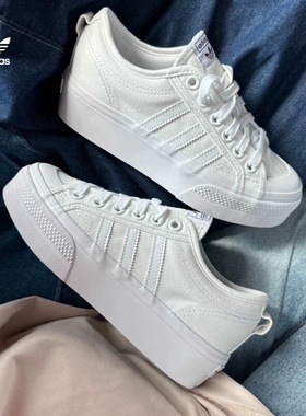 Adidas阿迪达斯低帮板鞋女鞋NIZZA休闲鞋经典运动鞋小白鞋FV5322