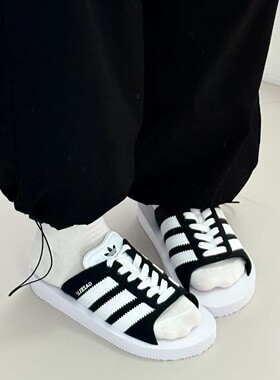 adidas阿迪达斯三叶草拖鞋女GAZELLE BEACH 夏季一字拖凉鞋JQ7421