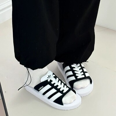 adidas阿迪达斯三叶草拖鞋女GAZELLE BEACH 夏季一字拖凉鞋JQ7421