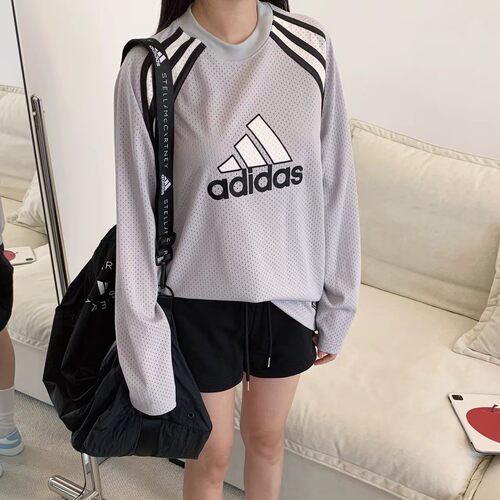 阿迪达斯三叶草男女2026夏款撞色透气网眼休闲运动长袖T恤 JD5375