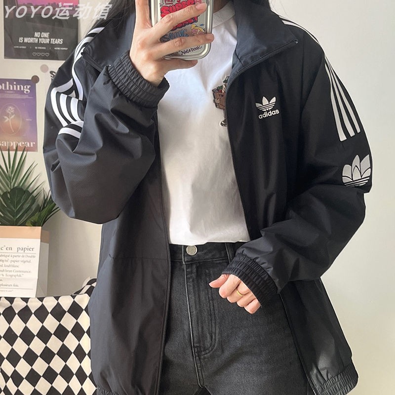 阿迪达斯男女款防风运动夹克正品