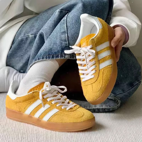 Adidas阿迪达斯Gazelle Indoor黄白色男女复古德训休闲板鞋HQ8716